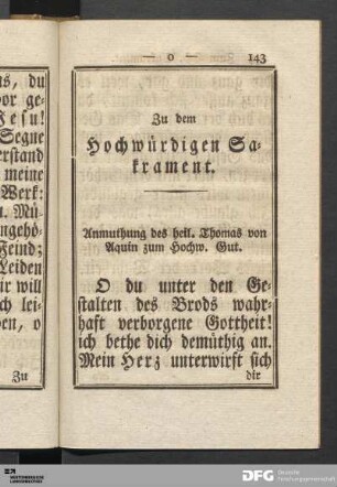 Zum H. Sakrament.