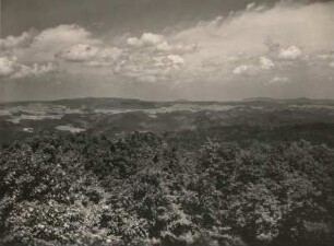 Sächsische Schweiz. Blick vom Großen Winterberg über Kirnitzschtal auf Sebnitz und Tanzplan