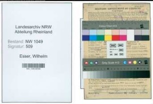 Entnazifizierung Wilhelm Esser , geb. 14.06.1906 (Elektriker)