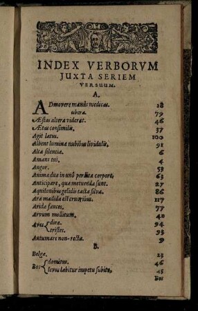 Index Verborum Iuxta Seriem Versuum