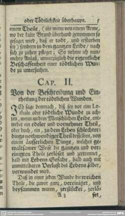 Cap. II. Von der Beschreibung und Eintheilung der tödtlichen Wunden