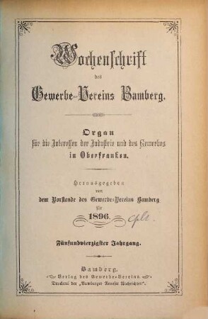 Wochenschrift des Gewerbe-Vereins Bamberg. 45. 1896