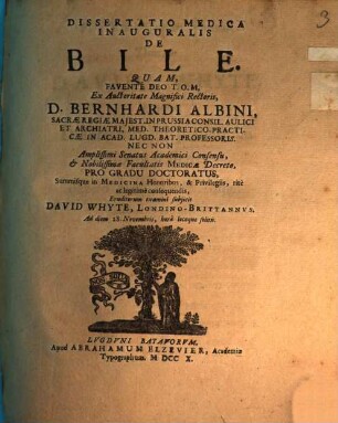 Diss. med. inaug. de bile