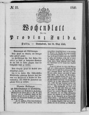 Nr. 22, Ausgabe vom 30. Mai 1840 [S. 406/407 fehlt]