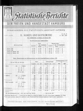 Der Fremdenverkehr in Hamburg im Februar 1970 : Lfd. Nr. 25