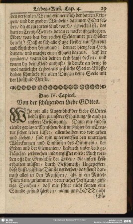 Das IV. Capitel. Von der schützenden Liebe Gottes
