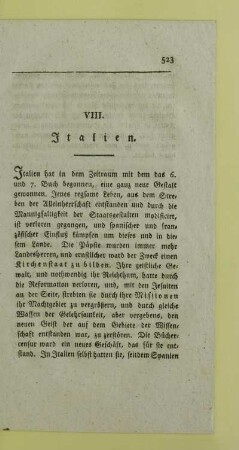 VIII. Italien