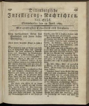 XVI. Stück. Sonnabends: den 19. April 1794.