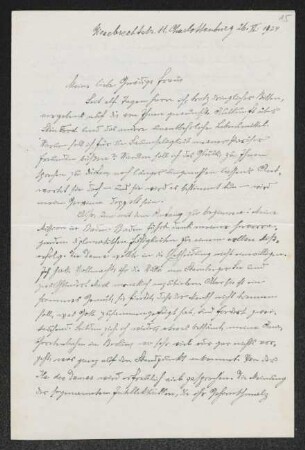 Brief von Siegmund Feldmann an Margarete Hauptmann