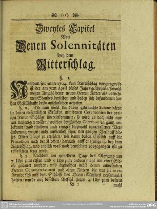 Zweytes Kapitel Von Denen Solennitäten Bey dem Ritterschlag