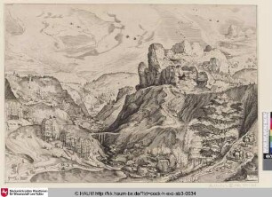 [Alpenlandschaft; Alpine Landscape with a Deep Valley]