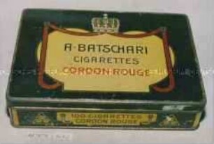 Blechdose für 100 Stück CIGARETTES "CORDON ROUGE" A. BATSCHARI BADEN-BADEN