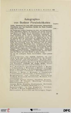 Autographen von Berliner Persönlichkeiten