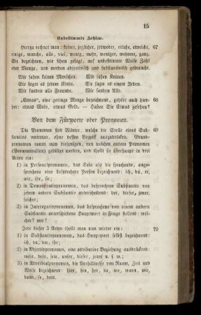 Von den Fürworte oder Pronomen