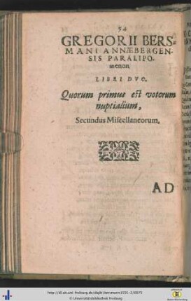 Paralipomenon libri duo.