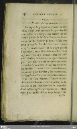 XXX. Etude de la morale
