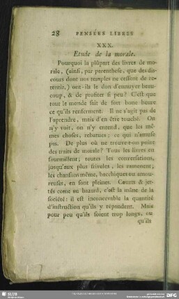 XXX. Etude de la morale