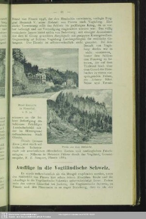 Ausflüge in die Vogtländische Schweiz