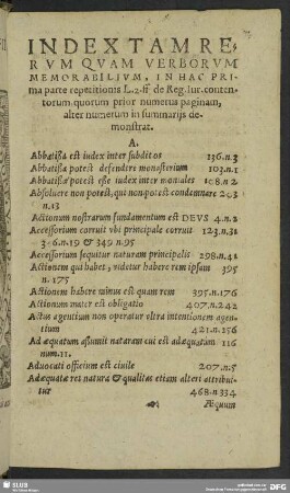 Index Tam Rerum Quam Verborum Memorabilium