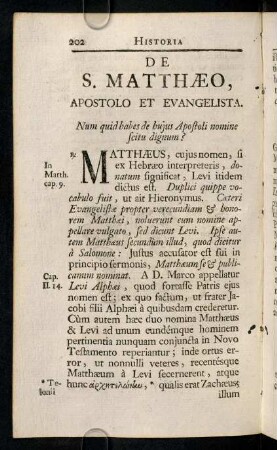 202-209, De S. Matthaeo, Apostolo Et Evangelista.