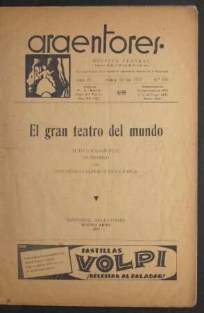 1937014000: El gran teatro del mundo : auto sacramental alegórico