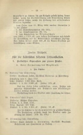 Zweiter Abschnitt. Für die städtischen höheren Lehranstalten