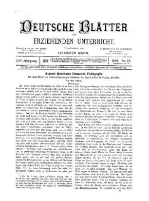 August Hermann Franckes Pädagogik : ein Gedenkblatt zur zweihundertjährigen Jubelfeier der Frankeschen Stiftungen 1698/1898 ; (Fortsetzung)