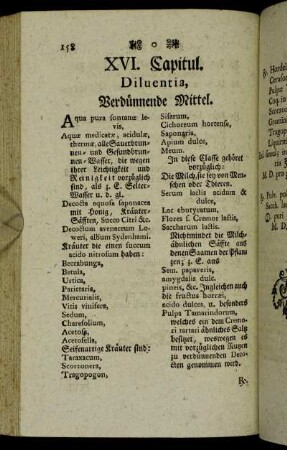 XVI. Capitul. Diluentia, verdünnende Mittel.