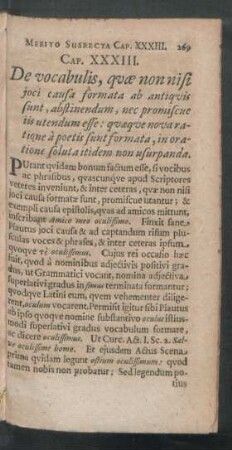 Cap. XXXIII. De vocabulis, quae non nisi ioci causa formata ab antiquis sunt ...