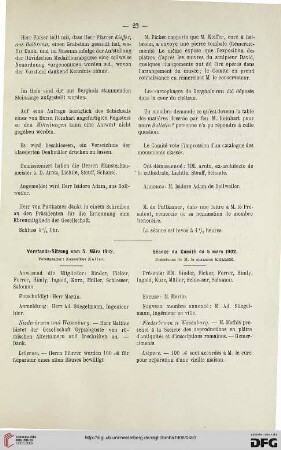 Vorstands-Sitzung vom 5. März 1902 / Séance du Comité du 5 mars 1902