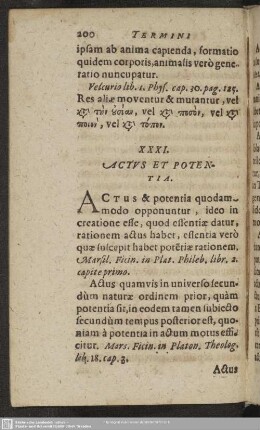 XXXI. Actus Et Potentia