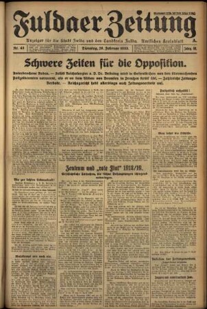 Ausgabe vom Dienstag, den 28. Februar 1933.
