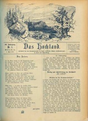 Das Hochland : Bäder- und Hotel-Zeitung ; Organ für den Fremdenverkher im bayer. Hochland, Salzkammergut, in Tirol u. Vorarlberg. 12. 1897
