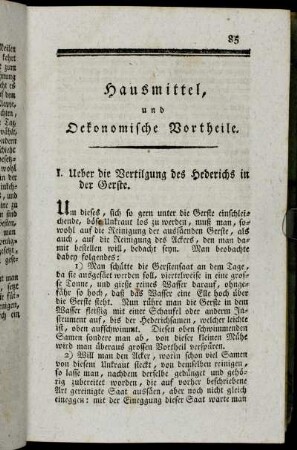 Hausmittel, und Oekonomische Vortheile.