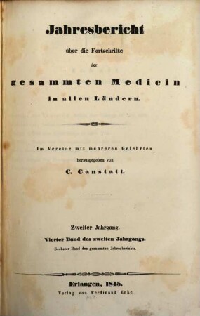Jahresbericht über die Fortschritte der gesammten Medicin in allen Ländern. 2,4. 1841/42 (1845)