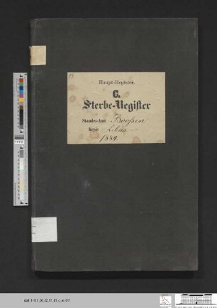 Sterberegister Booßen 1884