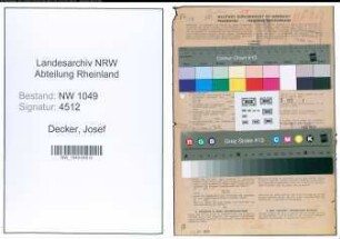 Entnazifizierung Josef Decker , geb. 15.07.1902 (Anwalt)