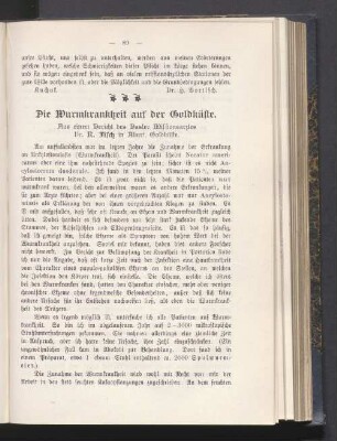 Die Wurmkrankheit auf der Goldküste. Aus einem Bericht des Basler Missionsarztes