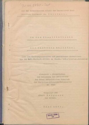 [1]: Zu den Komplikationen des Diabetes mellitus
