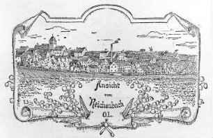 Reichenbach/O.L.. Ansicht von Reichenbach mit Windmühle, aus: Neuer Görlitzer Anzeiger vom 22. März 1896