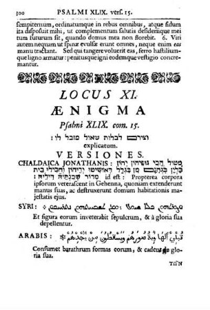 LOCUS XI. ÆNIGMA Psalmi XLIX. com 15.