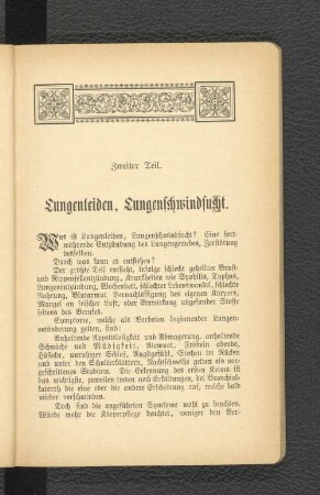 Zweiter Teil. Lungenleiden, Lungenschwindsucht.