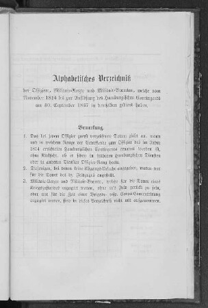 Alphabetisches Verzeichniß der Offiziere, Militair-Aerzte und Militair-Beamten