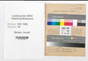 Entnazifizierung Arnold Becker , geb. 28.04.1897 (Polizeibeamter)
