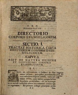De directorio corporis evangelicorum diss.