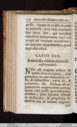 Caput XXII. Iracundia vitium quomodò exstirpandum.