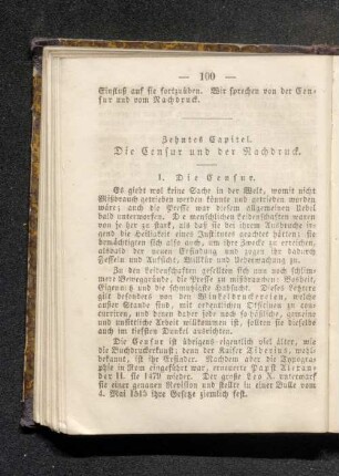 Zehntes Kapitel. Die Zensur und der Nachdruck.