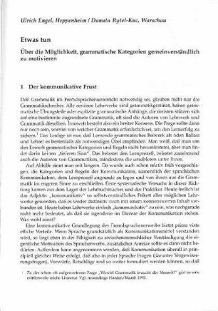 Etwas tun : über die Möglichkeit, grammatische Kategorien gemeinverständlich zu motivieren