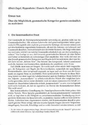 Etwas tun : über die Möglichkeit, grammatische Kategorien gemeinverständlich zu motivieren