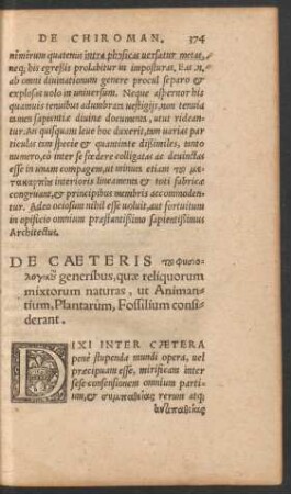 De Caeteris toi physiologikou generibus, quae reliquorum mistorum naturas, ut Animantium, Plantarum, Fossilium considerant.